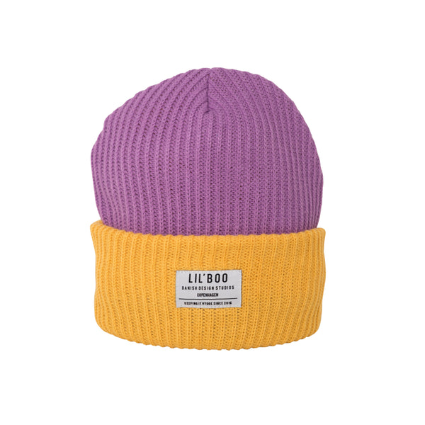 Lil’ Boo Block Hygge Beanie – Purple/Yellow