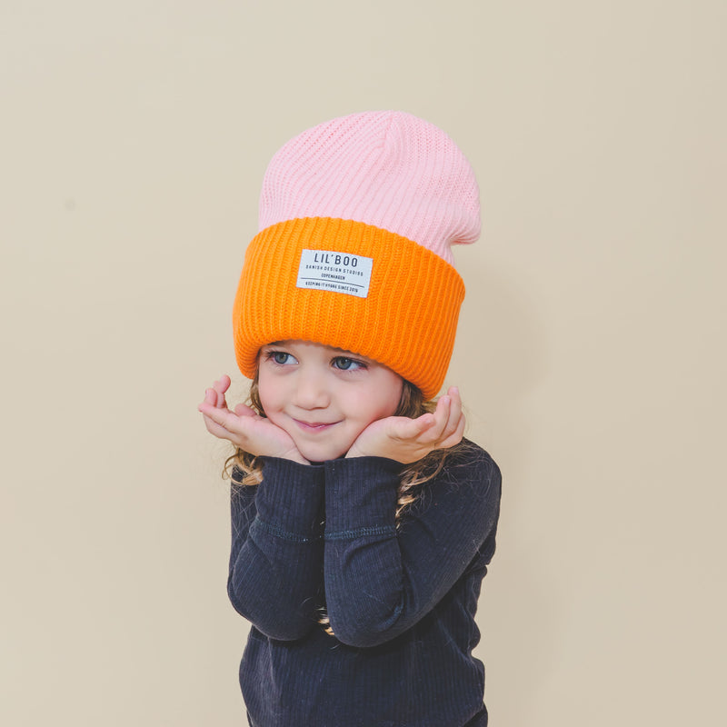 Lil’ Boo Block Hygge Beanie – Pink/Orange