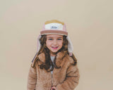 Block Corduroy 5 Panel w. ears - Pink/brown